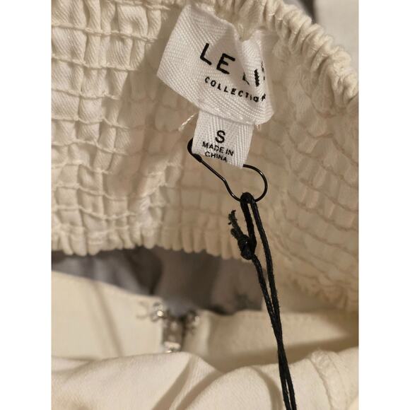 Lelis Collection White Jumpsuit Smocked Back Small 100% Cotton Adjustable Strap - Picture 3 of 5